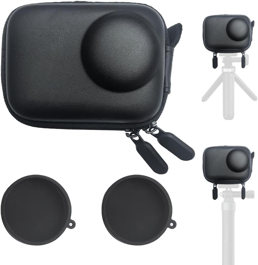 ULBTER mini bag case for DJI Osmo Action front view showing compact black leather exterior.