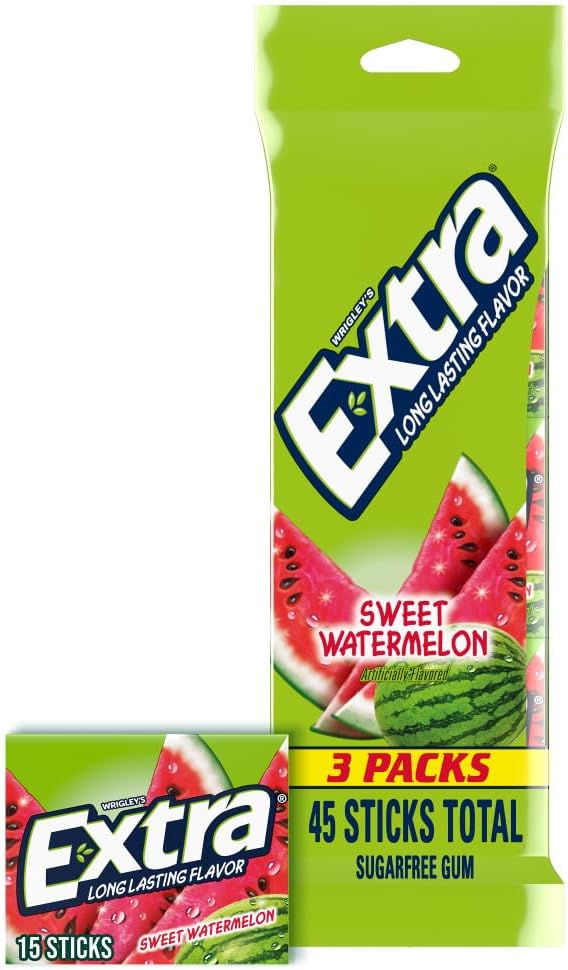 EXTRA Spearmint Sugar Free Chewing Gum, 3 Pack Bulk Gum (45 Sticks Total), Long-Lasting Fresh Breath, Individually Wrapped - Image 12