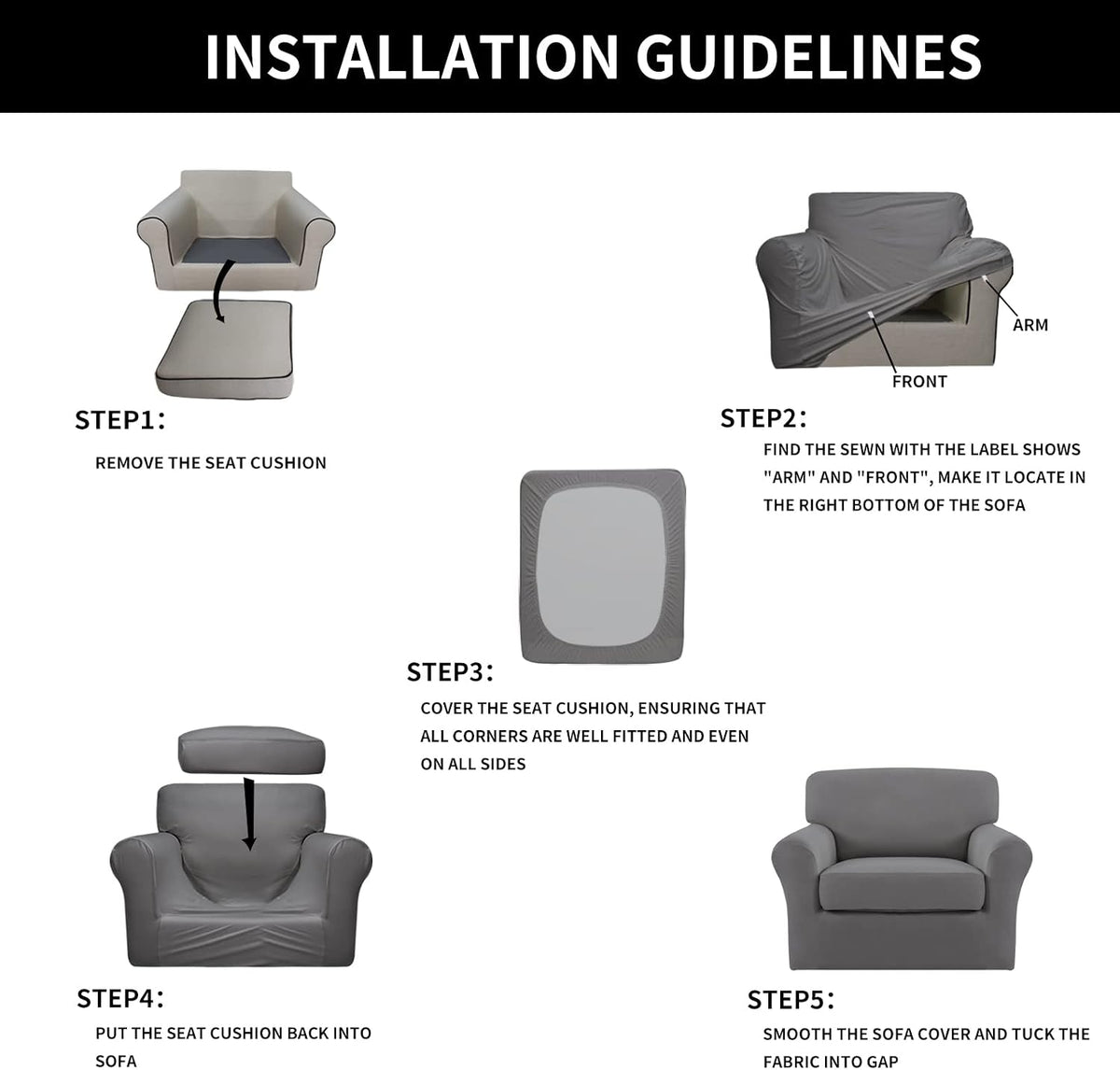 Easy-Going 2-piece slipcover installation diagram