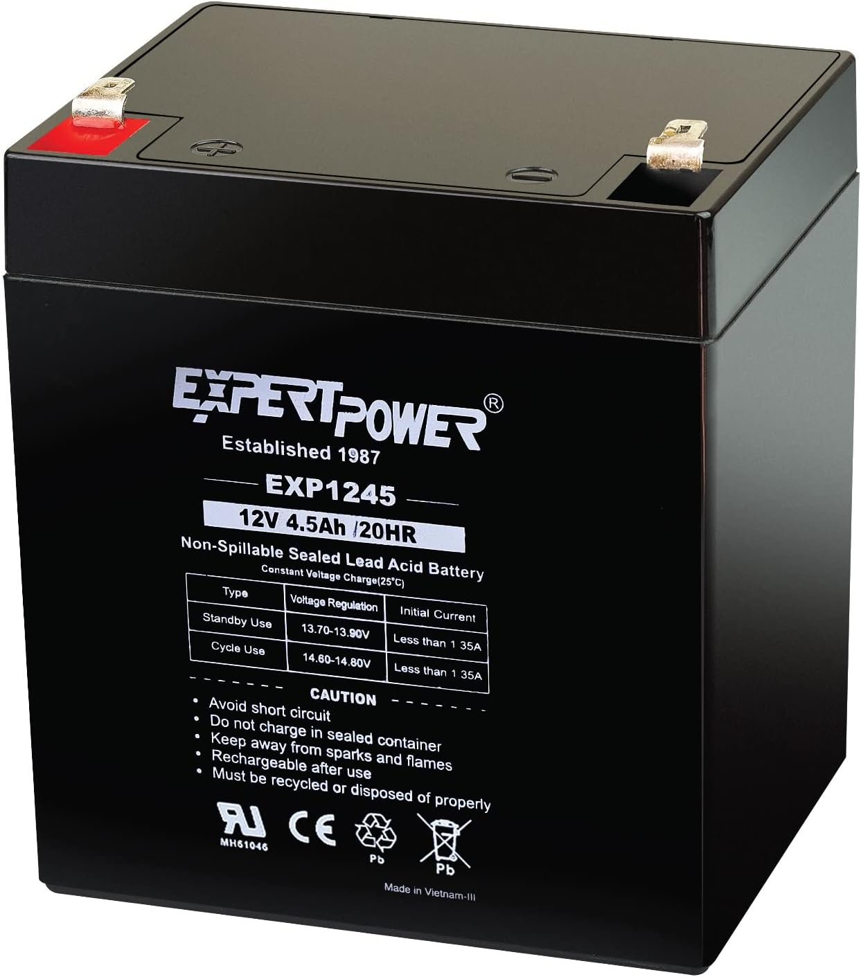 ExpertPower EXP1245 12V 4.5 Amp Rechargeable Battery - Image 1