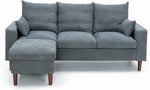 Panana Convertible Sectional Sofa L-Shape Sofa Couch 2 Seater and 3 Seater Couch with Chaise Linen Fabric Upholstered for Living Room, Apartment, Office (Grey, 3 Seater with Footstool) - Image 9