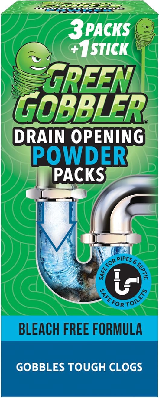 Green Gobbler drain opener pacs front view packaging