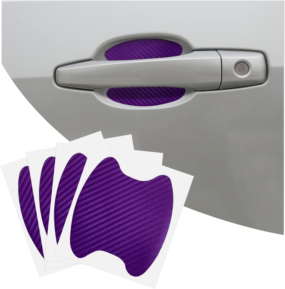 8sanlione carbon fiber car door handle stickers front view purple four piece set