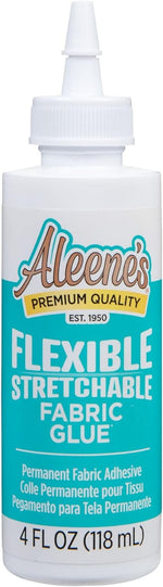 Aleene's flexible stretchable fabric glue front view bottle packaging