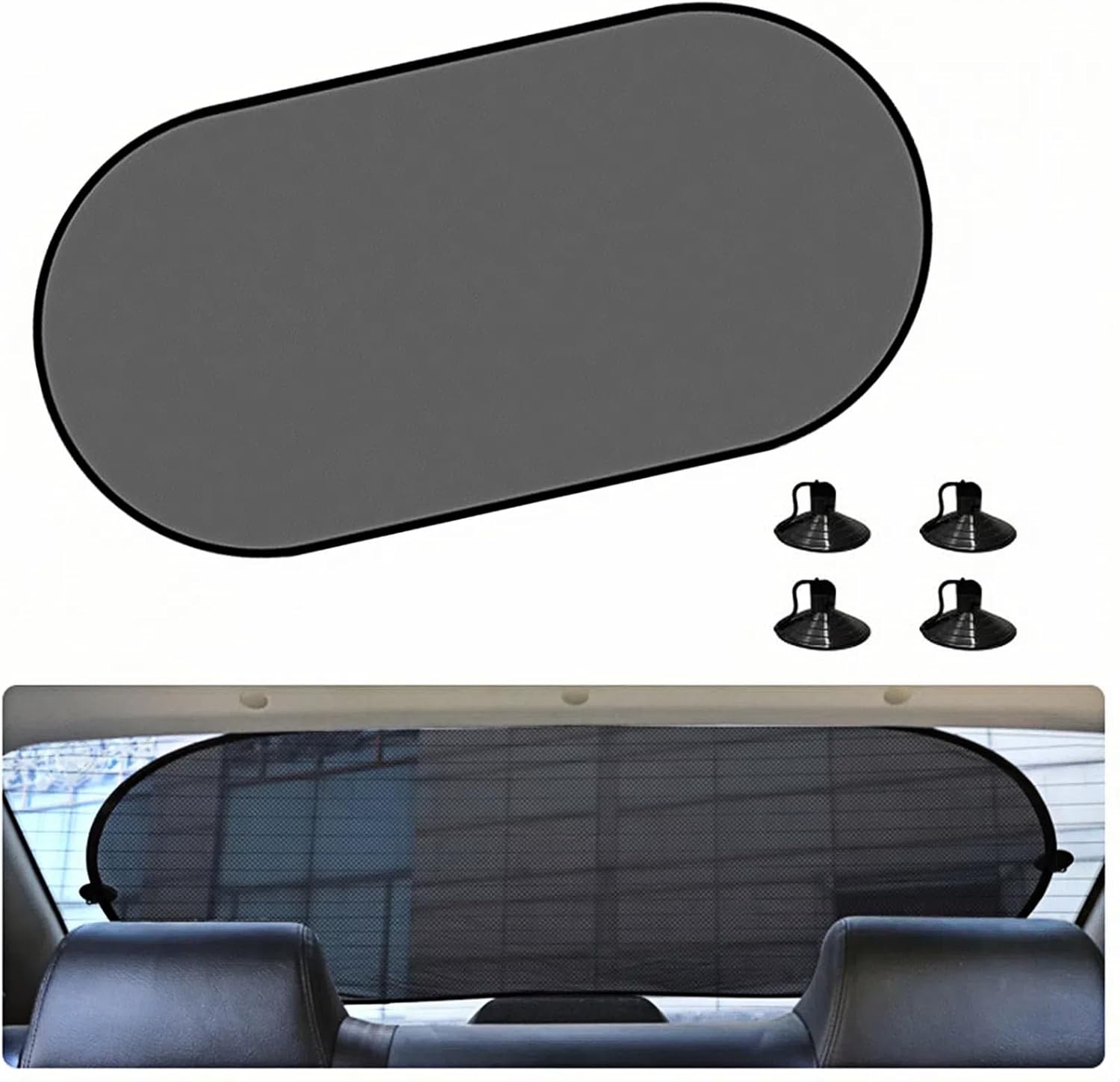 Defsedar car rear window sun shade installed on a vehicle back windshield blocking sunlight.