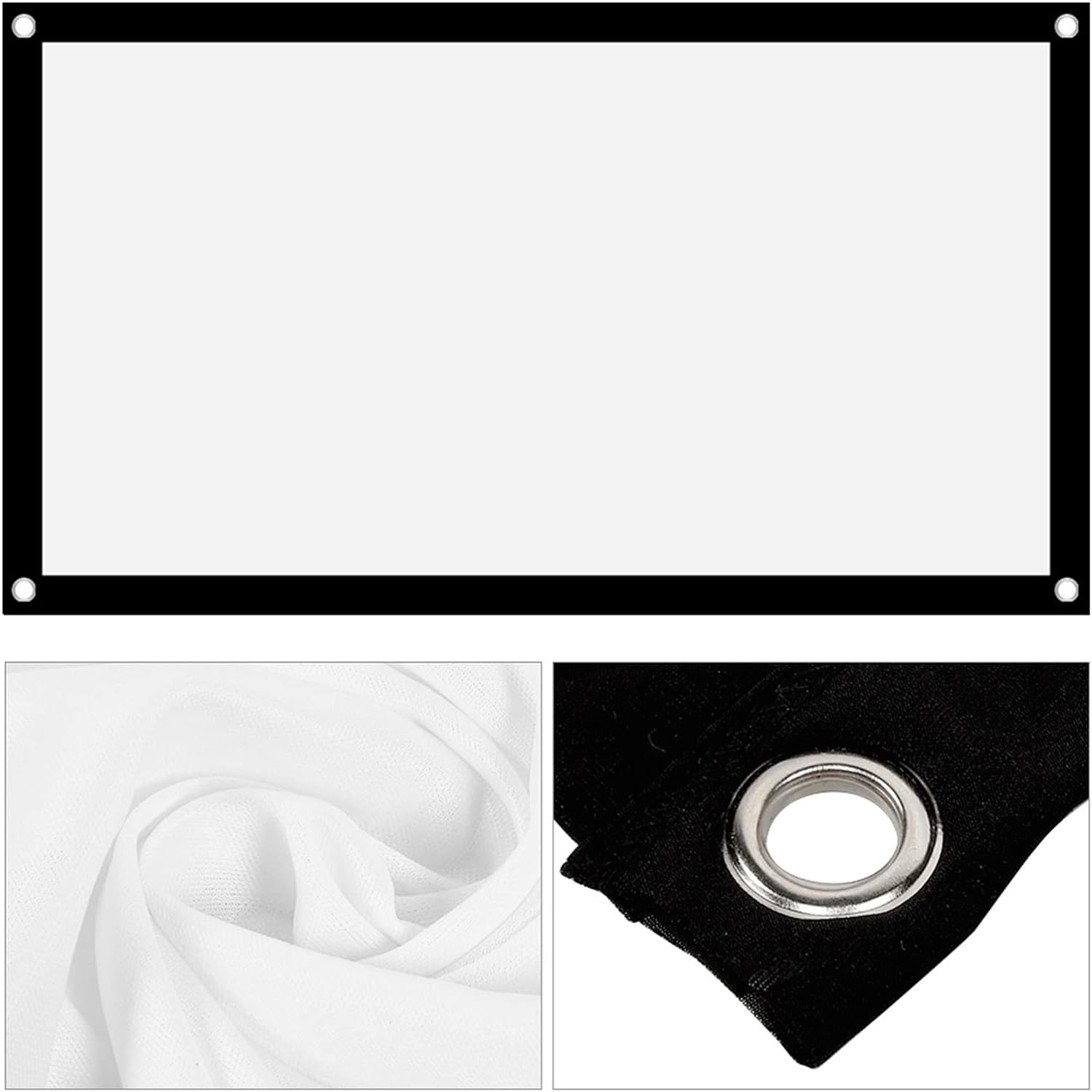Gowenic portable projector screen 40 inch front view displaying a sharp movie image indoors