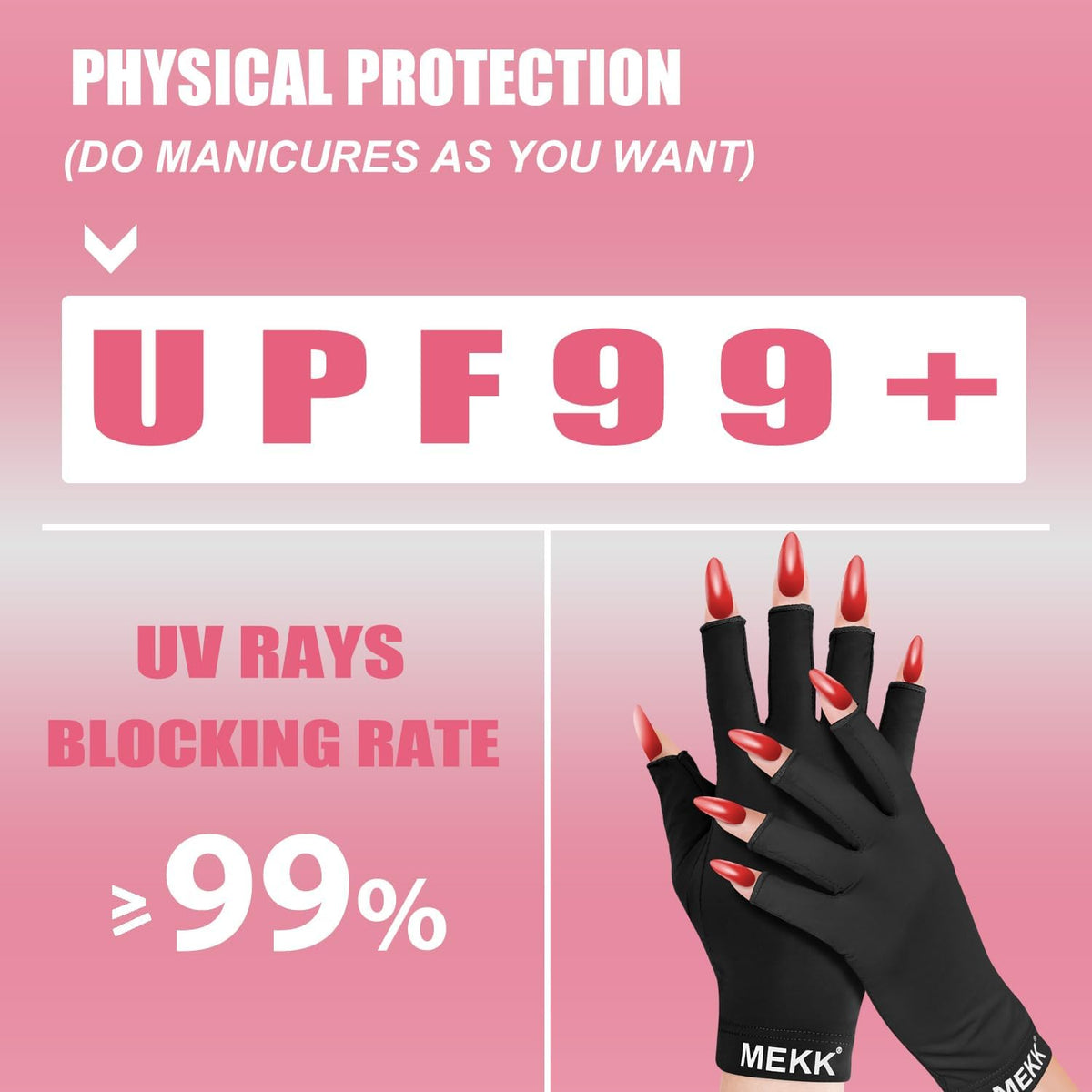 MEKK manicure gloves showing extended finger length design