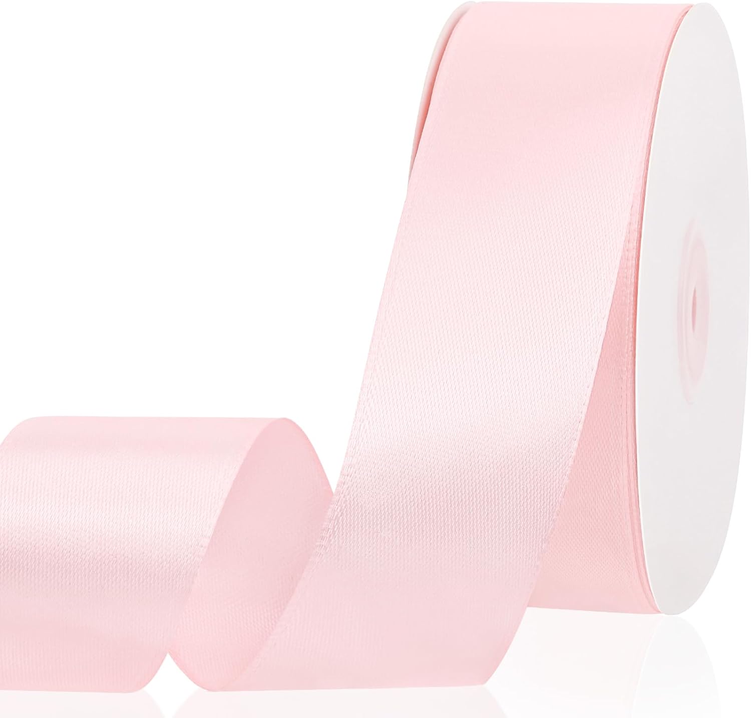 Neoact light pink satin ribbon spool front view for gift wrapping