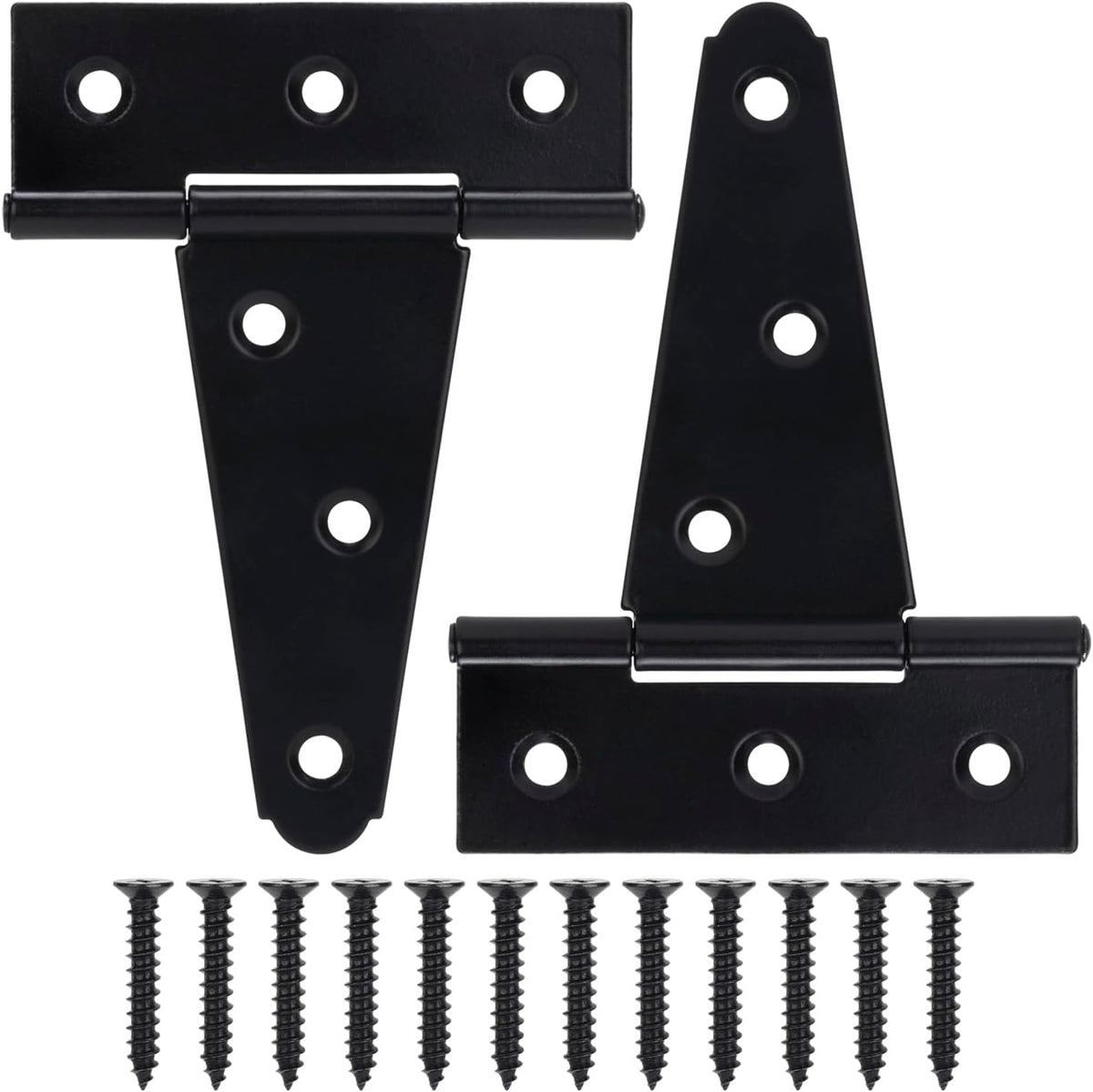 4 Inch T-Strap Gate Hinges, Shed Barn Door Hinges Heavy Duty, Black Tee Hinges for Wooden Fences, Yard Gate, Wrought Hardware Iron Rustproof (4 Pack/Set) - Image 10