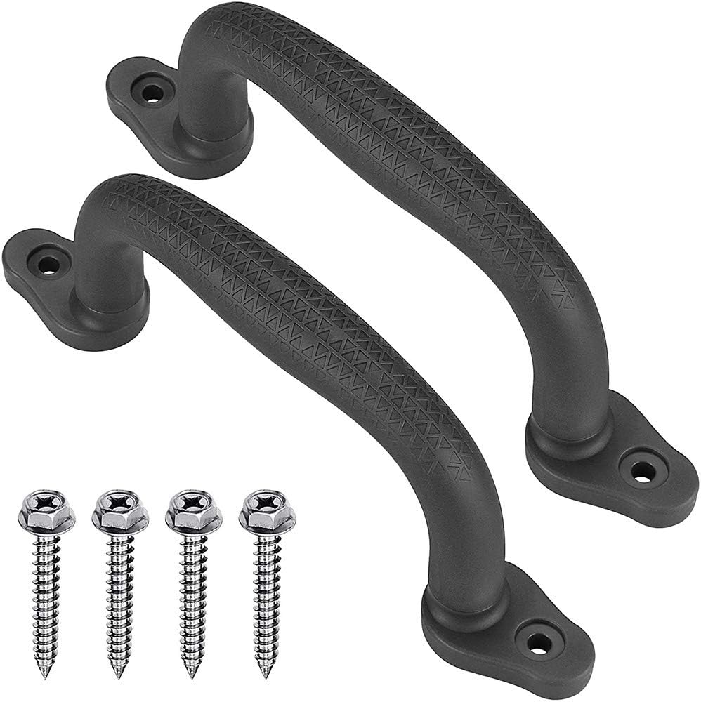 SELEWARE Black Playground Safety Handles front view showing non slip texture