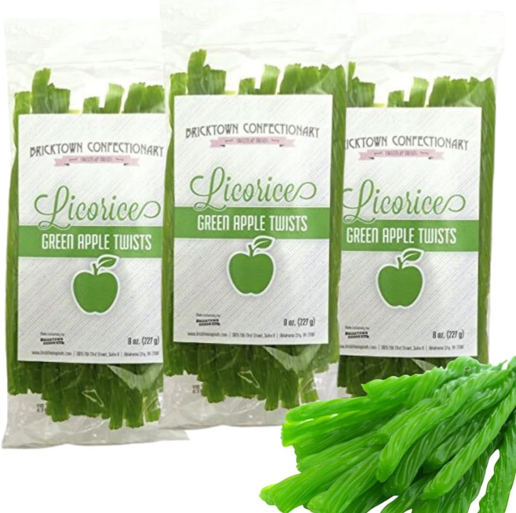 Bricktown Goods Green Apple Licorice three pack front view authentic imported candy