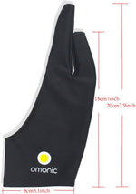 Omonic artist glove pack of two displayed flat on a clean surface.
