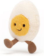 Jellycat Amuseables Boiled Egg plush showing yellow yolk and white fur