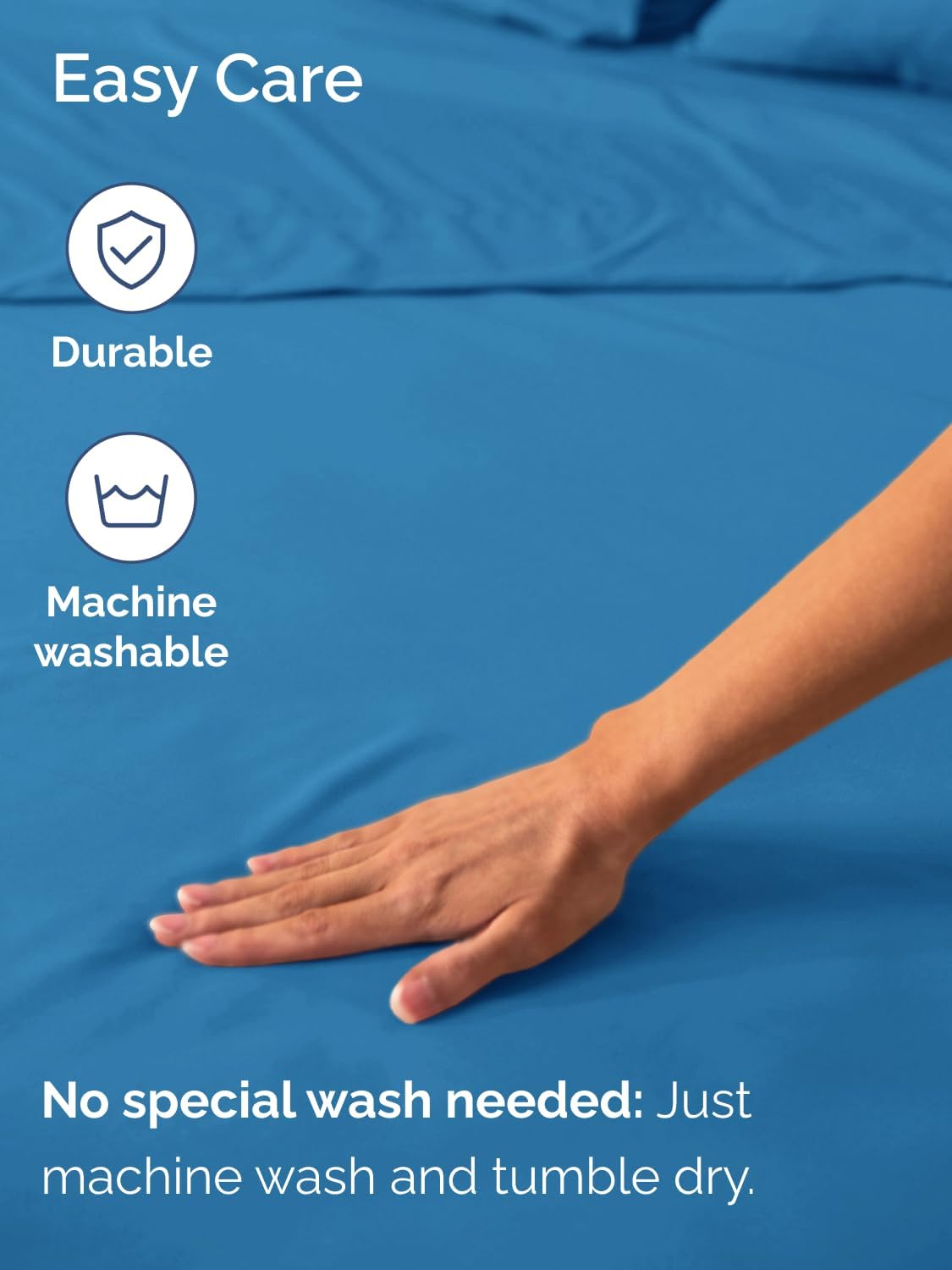 CGK Unlimited fitted sheet folded neatly in denim blue color