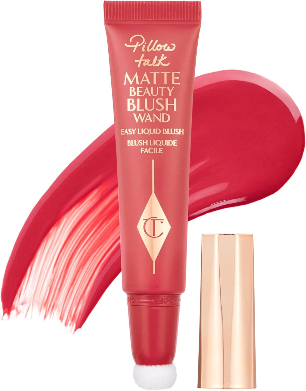 Charlotte Tilbury Pillow Talk blush wand illustrating the twist lock mechanism.