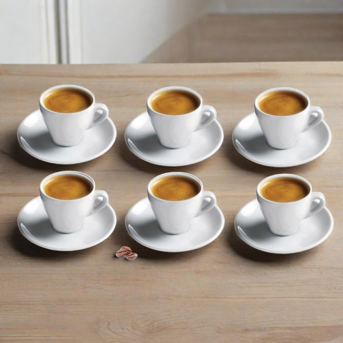 CUISINOX White Porcelain Espresso Cups and Saucers Set, 2 oz., Set of 6 - Image 2