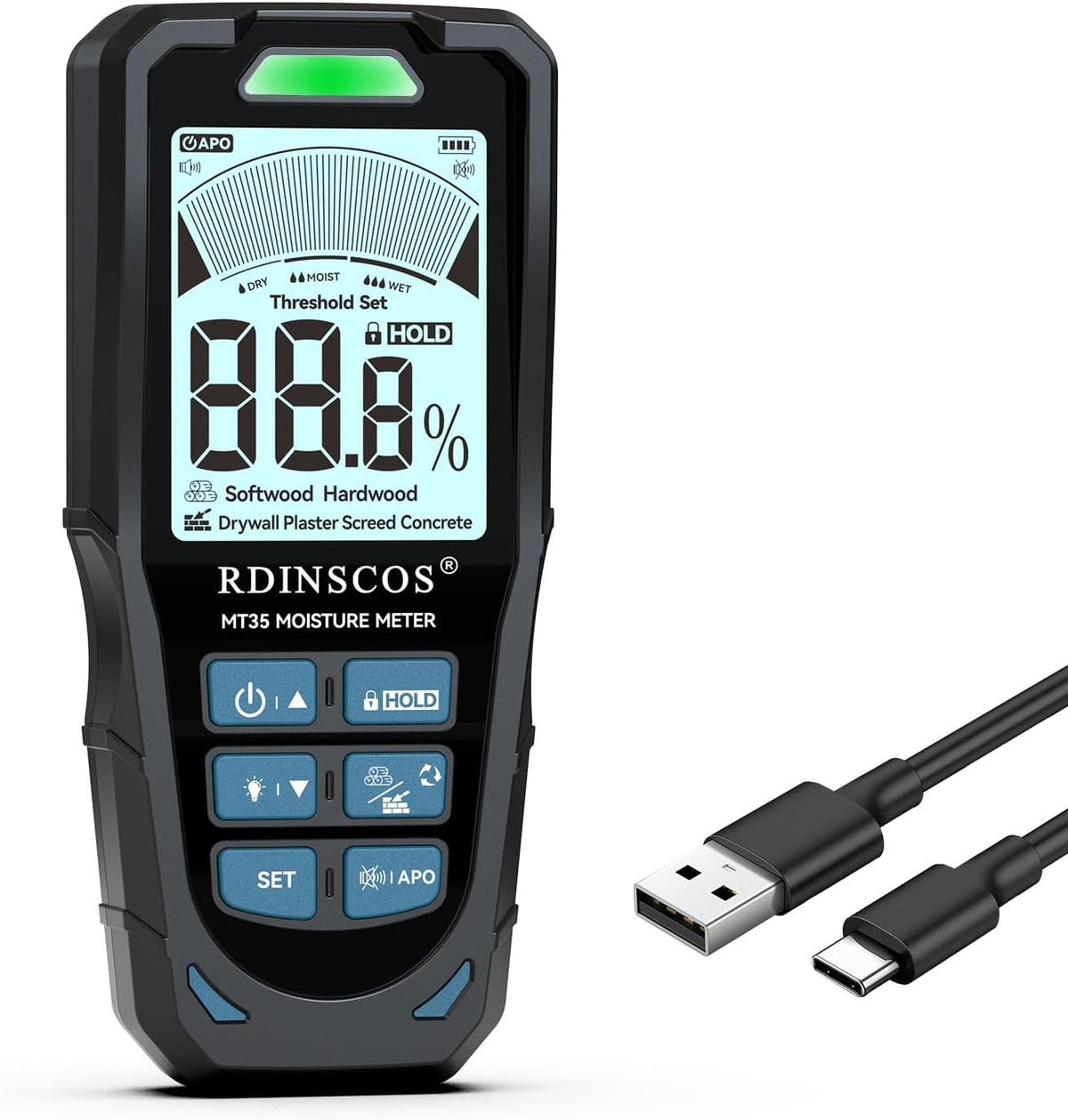 Pinless Moisture Meter for Wood Digital Wall Moisture Detector | Non Destructive,Moisture Tester, Audible Alarm & HOLD Function, Ideal for Firewood, Lumber, Home Inspections - Image 11
