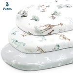 Folded jersey knit bassinet sheets showing animal pattern