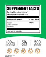 Close up of BulkSupplements Fisetin Powder nutritional label