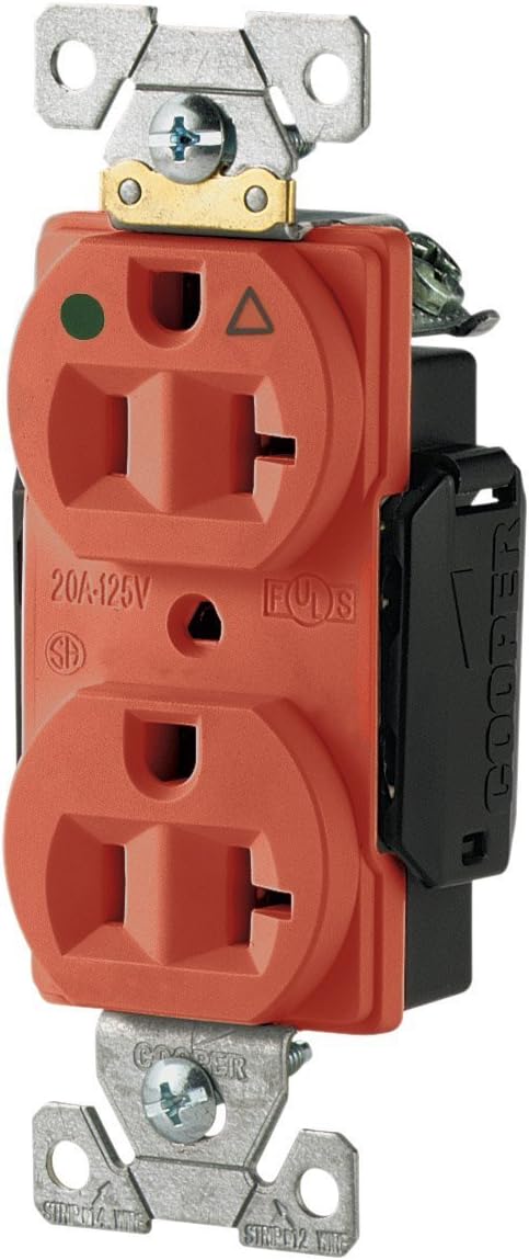Eaton IG8300RN-SPL hospital grade isolated ground duplex receptacle front view commercial electrical outlet