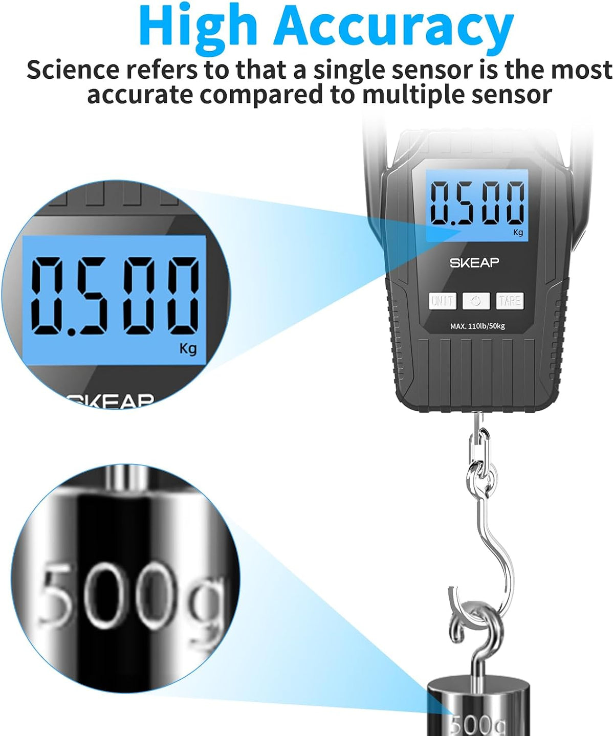 SKEAP Digital Fishing Scale displaying weight measurement