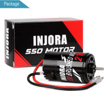 Injora brushed motor label and turn specification closeup