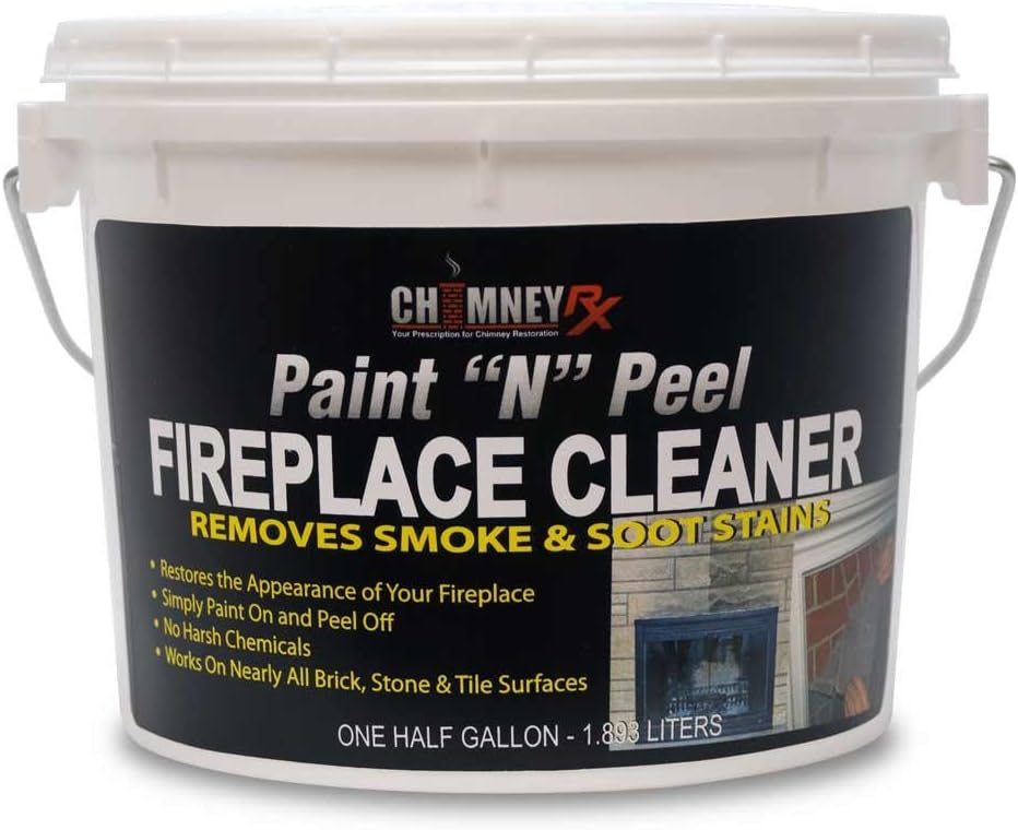 300467 Paint N Peel Fireplace Cleaner – Removes Smoke & Soot Stains from Brick, Tile, & Stone Surfaces Around Fireplace Fronts & Hearths – Water-Based, & Easy Peel-Off, 1/2 Gallon - Image 1