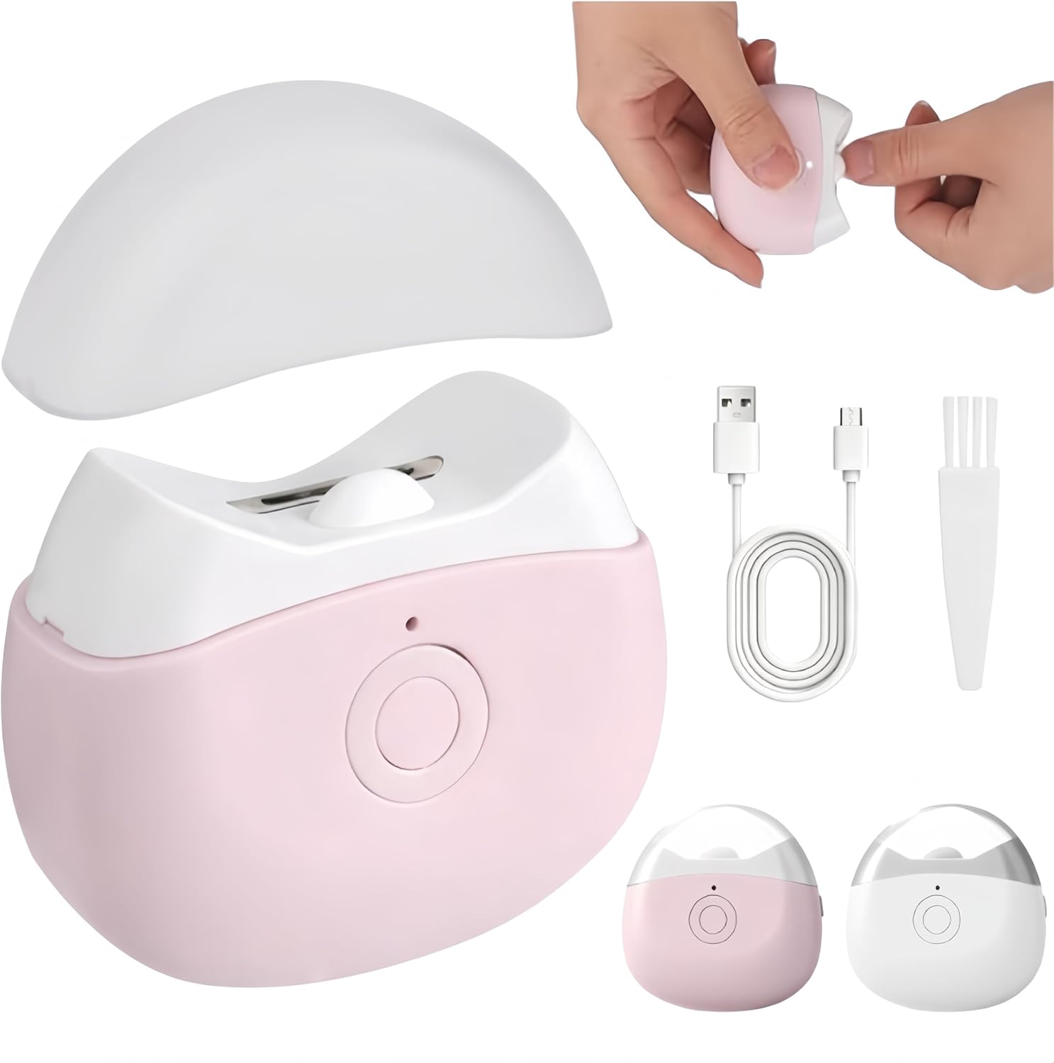 YelaJoy electric nail clipper automatic trimmer pink front view showcasing safety slot