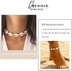 Bohemian coastal jewelry set styled on model