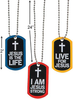 Fun Express Christian faith necklaces assortment displaying multiple inspirational messages on ball chains