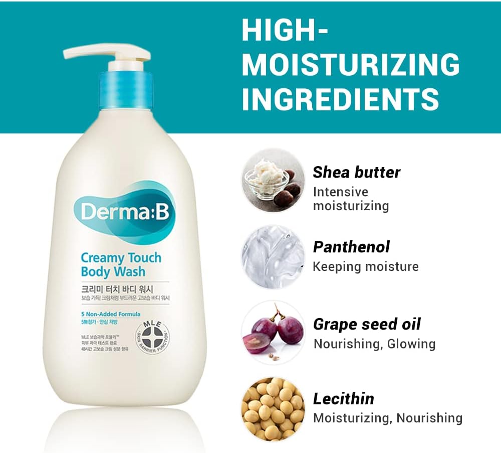 Derma B Creamy Touch Body Wash texture and lather preview