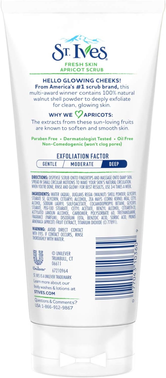 St. Ives facial exfoliant texture and ingredients view