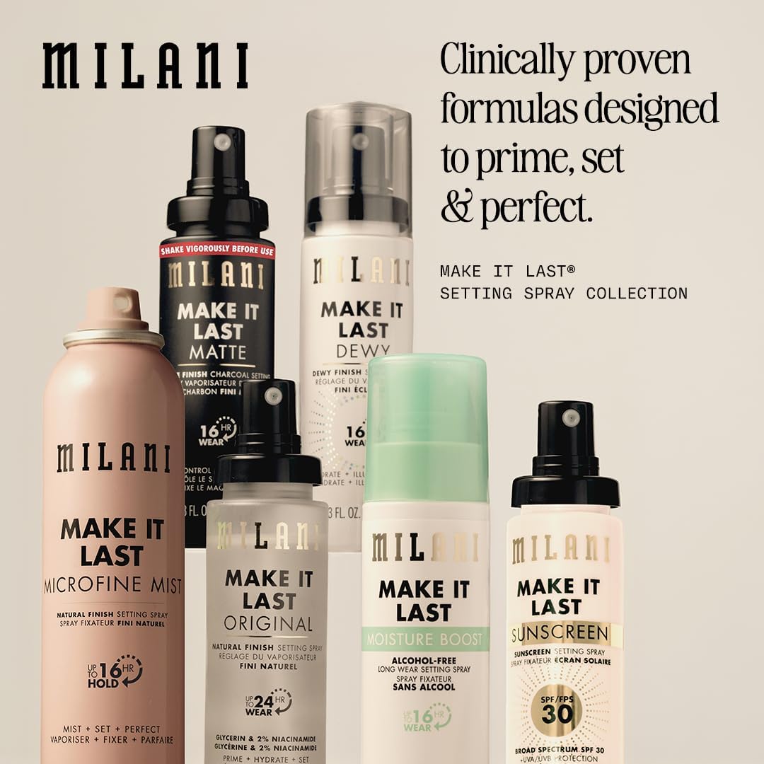 Milani Setting Spray + Primer, Make It Last Matte- Oil Absorbing Charcoal Formula to Control Shine, Matte Finish Setting Spray for Makeup and Primer for Oily Skin, Prime +Correct + Set, 2.03 Fl. Oz - Image 9