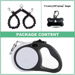 One touch brake and lock button system for dual dog leash