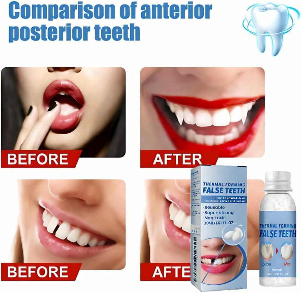 Thermal beads for teeth in a glass of hot water