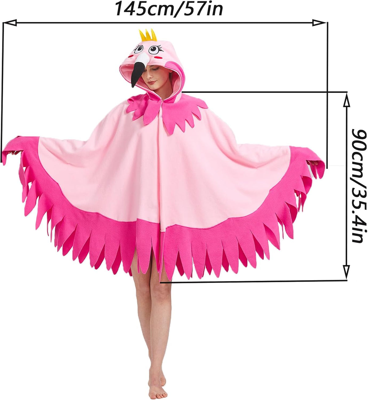 Morningfly flamingo cosplay hooded cloak close-up on hood details