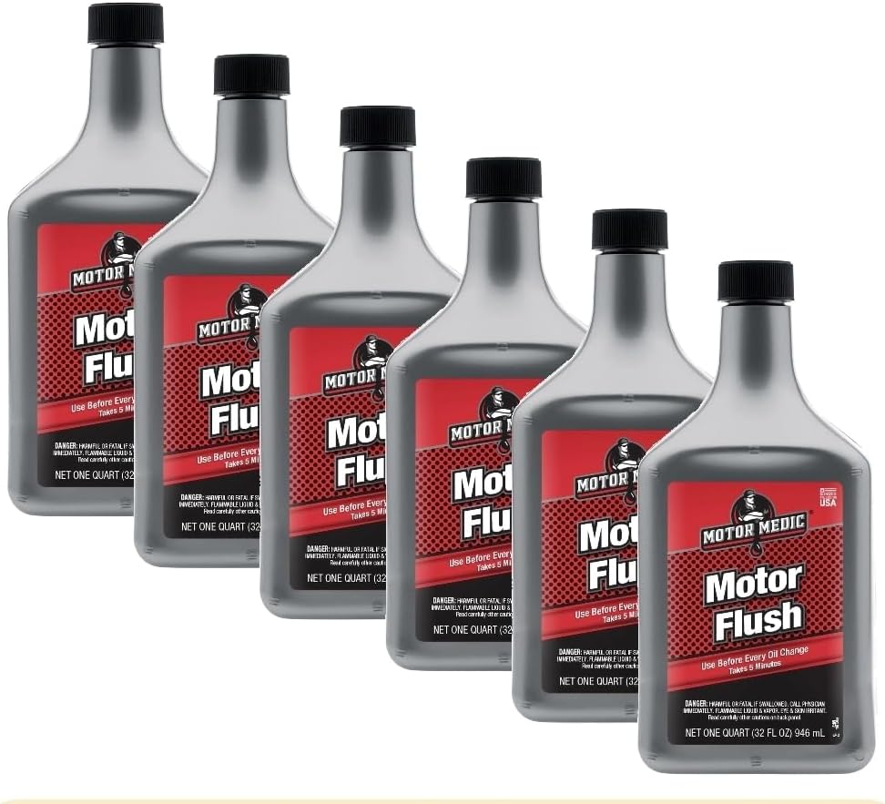 Motor Medic Engine Flush Additive thirty two fluid ounce bottle front view automotive cleaner
