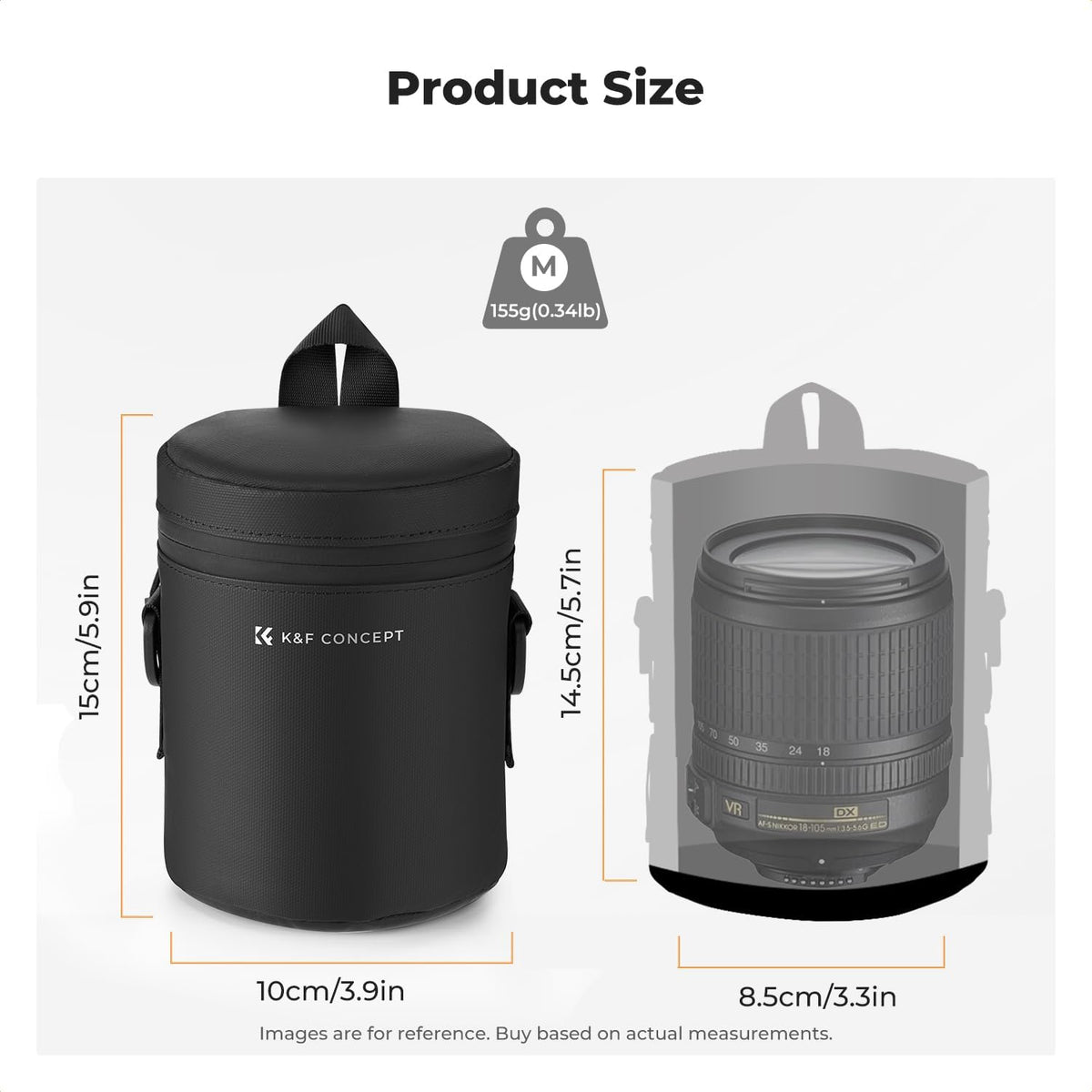 Waterproof zipper detail on K&F Concept lens case