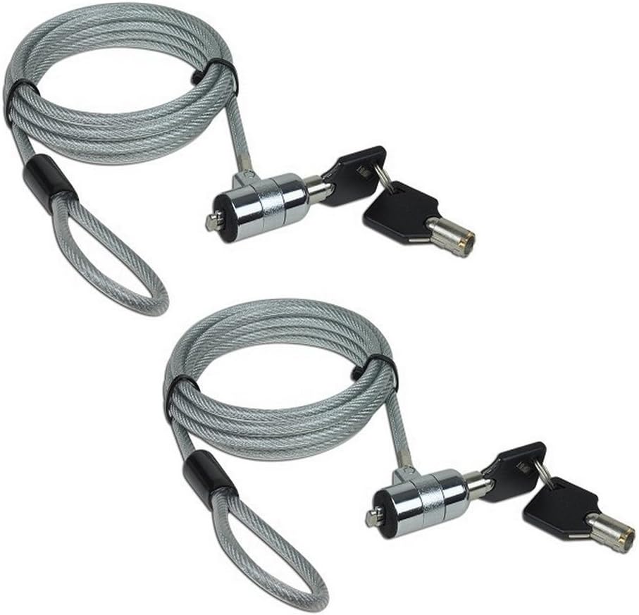 AOMGD laptop security cable lock front view showing two steel cables and keys.