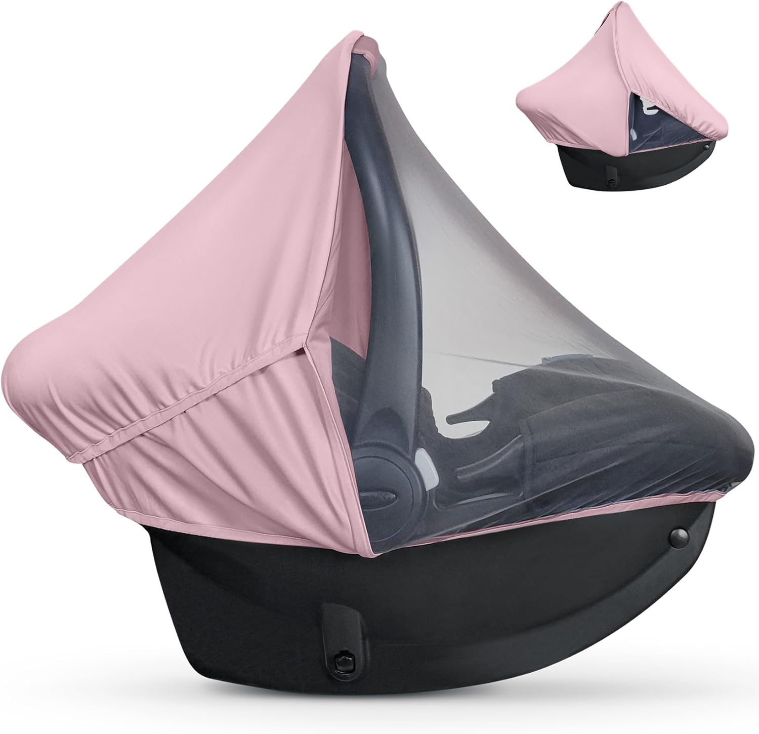 Liuliuby baby car seat cover in pink protecting an infant carrier