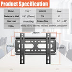Low profile TV monitor bracket showing slim 0.6 inch wall distance profile