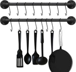 EGASON 21 inch pot pan bar rack front view showing dual matte black rails