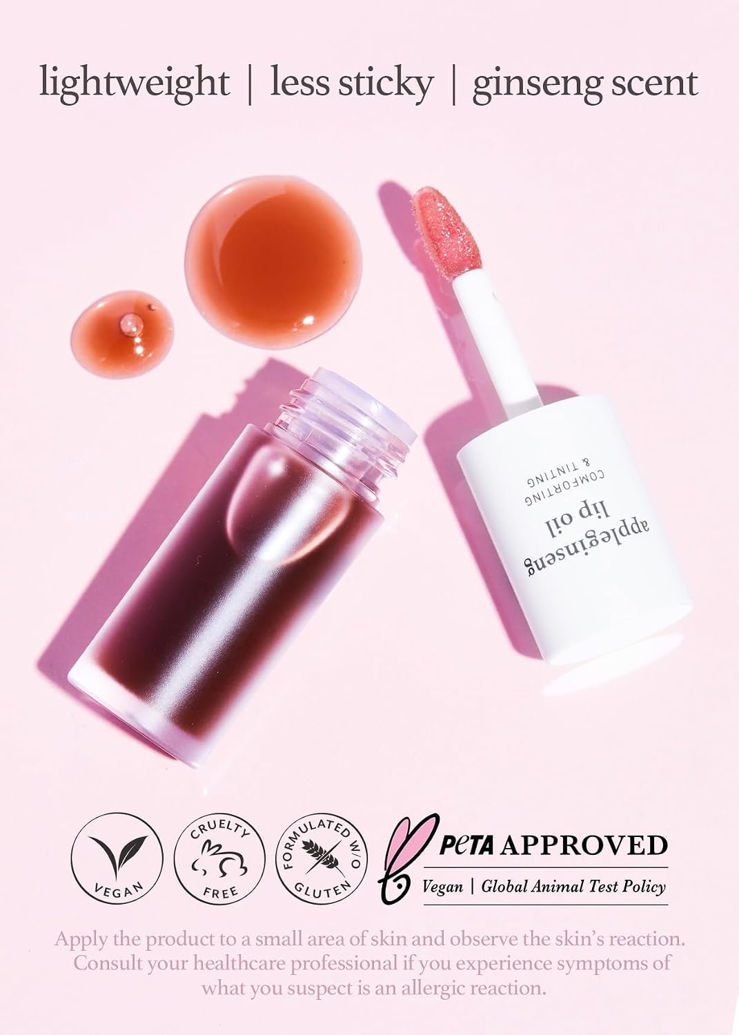 Swatches of NOONI vegan lip oil showing sheer-to-medium tinted gloss textures.