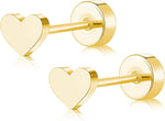 ZDE Women Flat Back Heart Earrings Non-Nickel Star Earrings Titanium Hypoallergenic Cartilage Moon Earrings Stud for Sensitive Ears Simple Classic 5mm Flat Stud Earring - Image 12