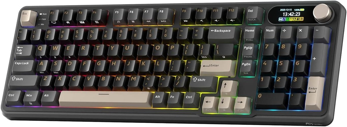 RK ROYAL KLUDGE S98 Wireless Mechanical Keyboard w/Smart Display & Knob | 96% Top Mount RGB Gaming Keyboard BT/2.4G/USB-C, Hot Swappable, Cushioned 5-Layer Noise Dampening, Massive Battery, 98 Keys - Image 14