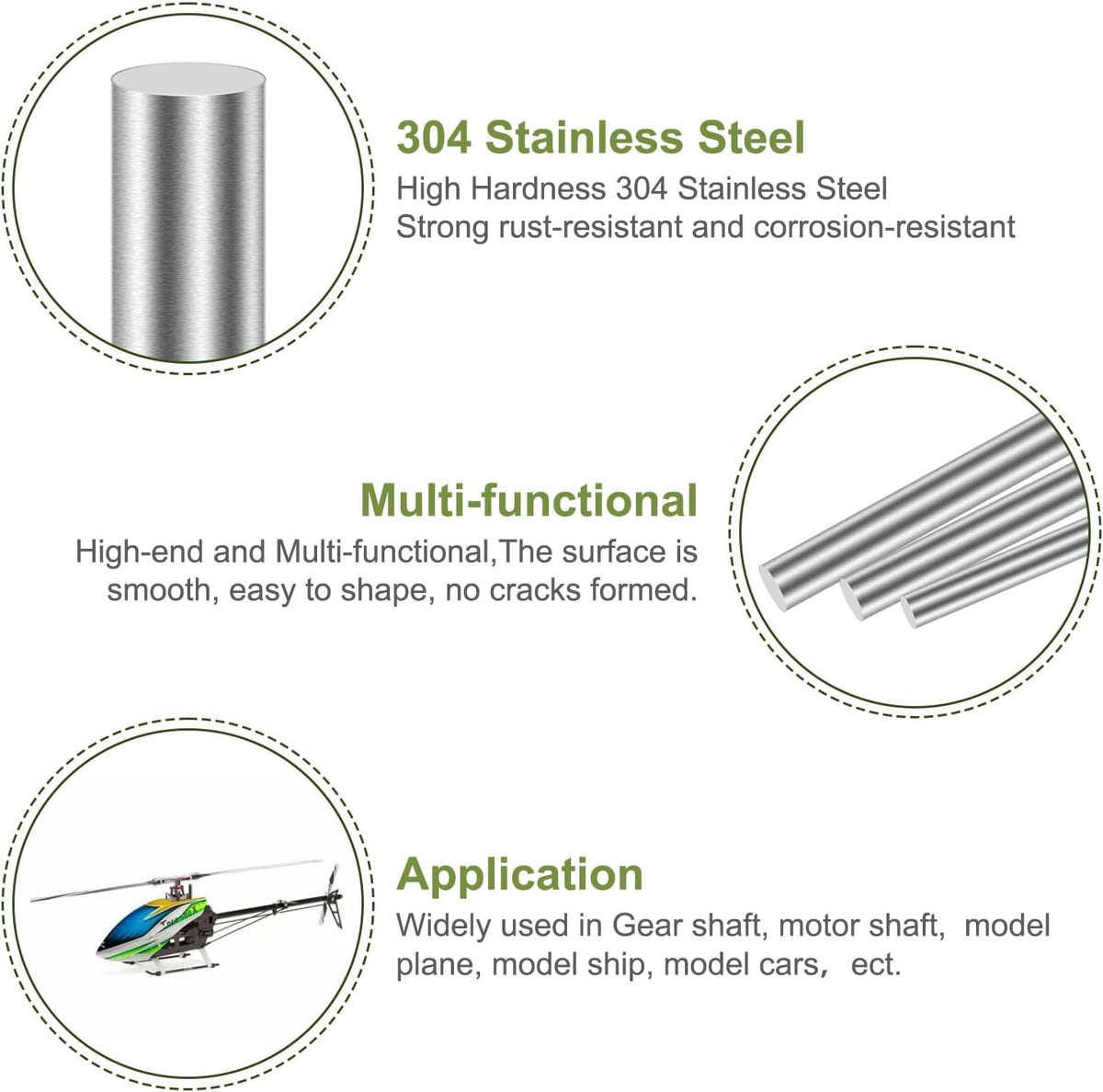 Awclub metal working round rods showing 300mm length