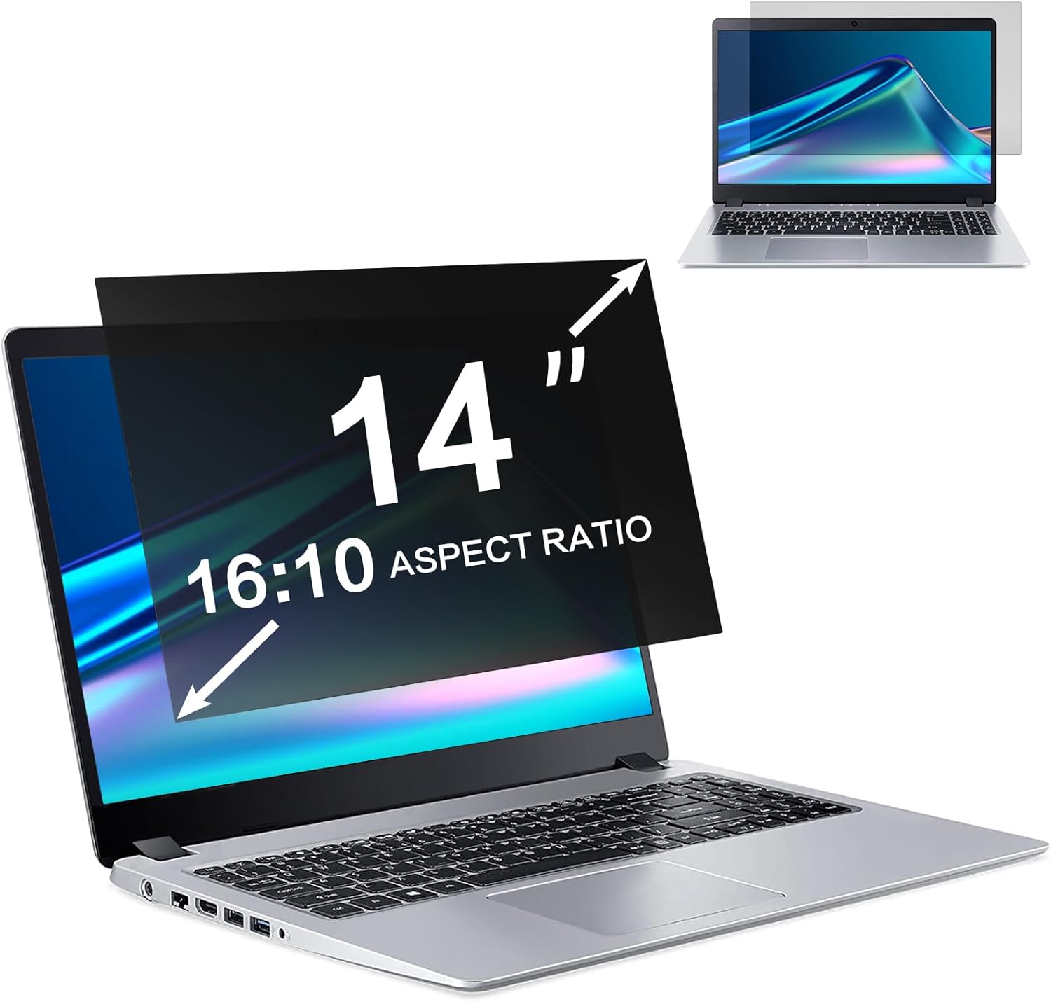 Zoegaa 14 Inch Laptop Privacy Screen Filter front view for data protection