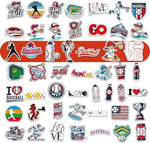 RhythmFit sports stickers for boys showcasing helmet and bat graphics close up.