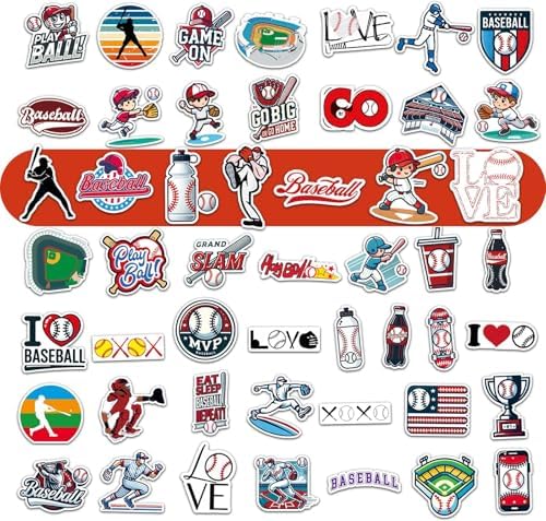 RhythmFit sports stickers for boys showcasing helmet and bat graphics close up.