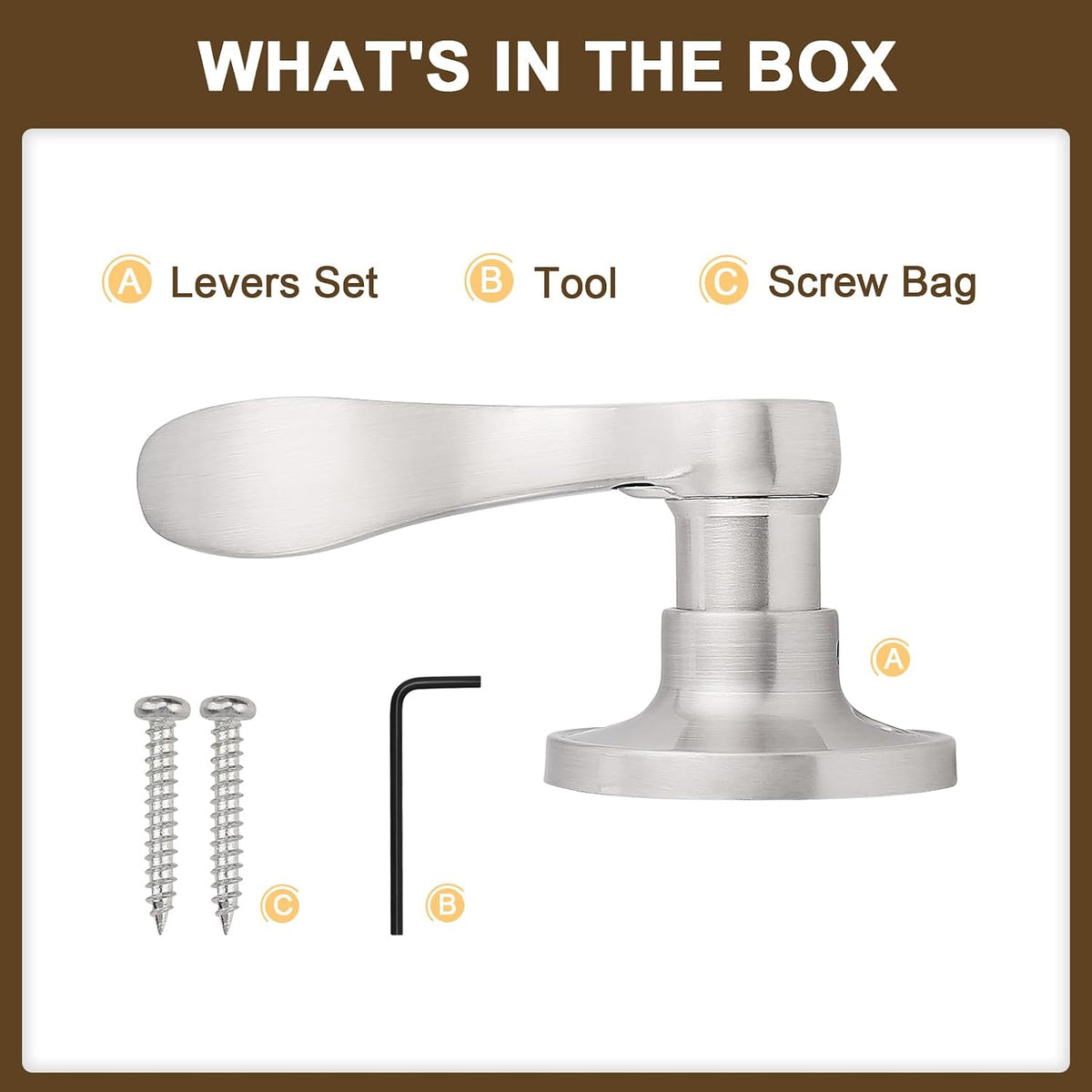 KNOBWELL door lever packaging and included screws